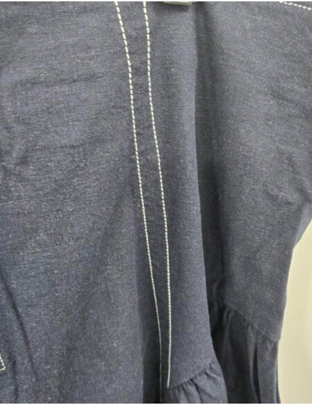 Anthropologie Navy Wide-Leg Cropped Pants with Contrast Stitching - Picture 5 of 10